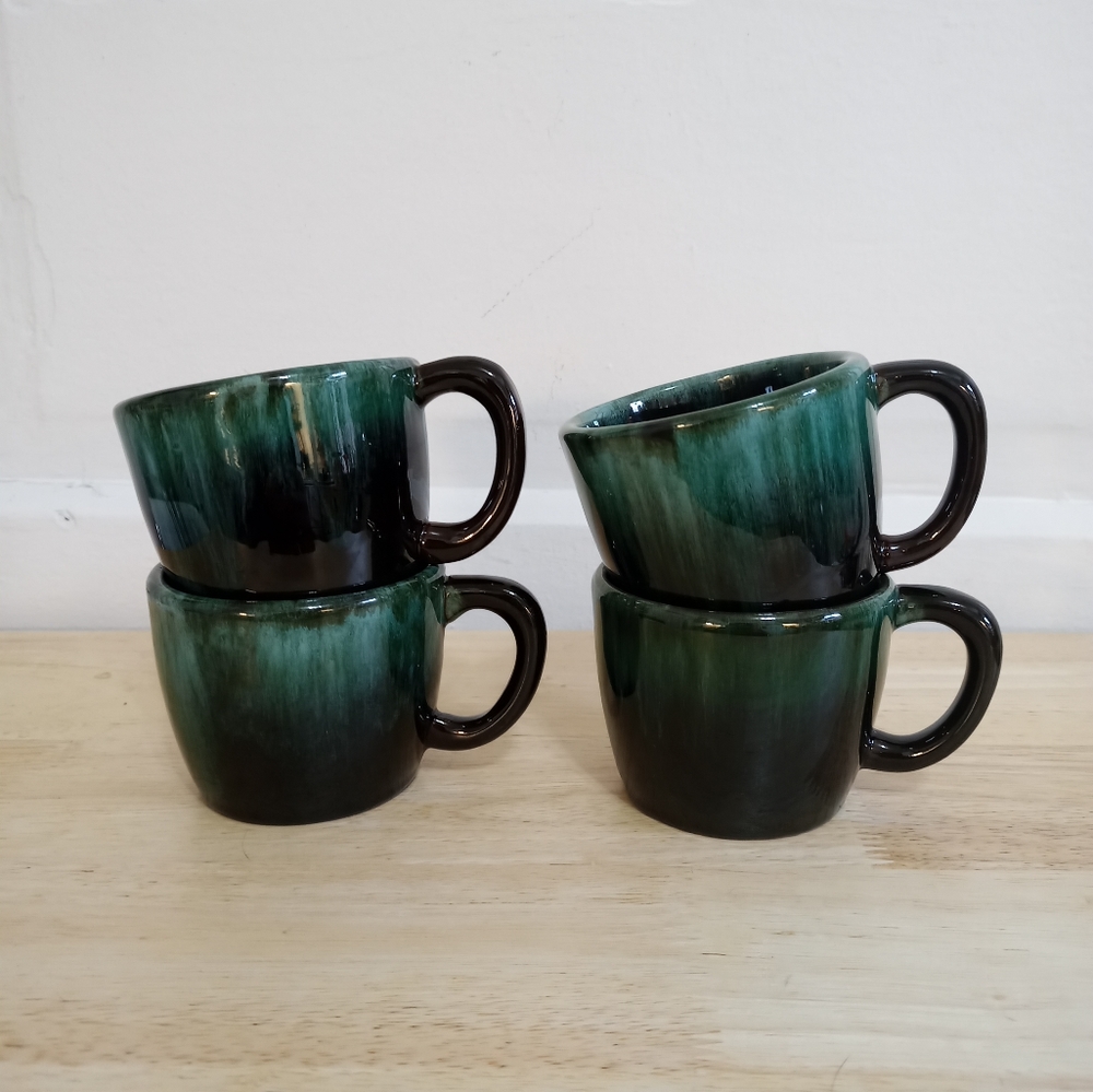 Vintage Blue Mountain Pottery Coffee Cups Mugs Set of 4